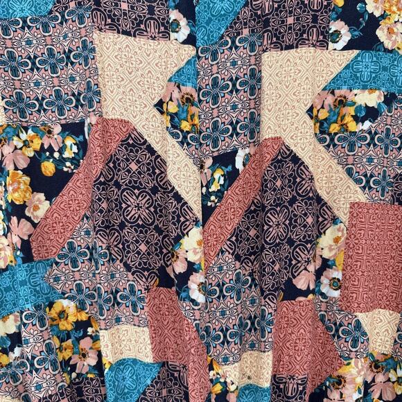 Andree By Unit Blouse Womens Medium Multicolor Patchwork Boho Peasant Top Floral - Picture 9 of 10